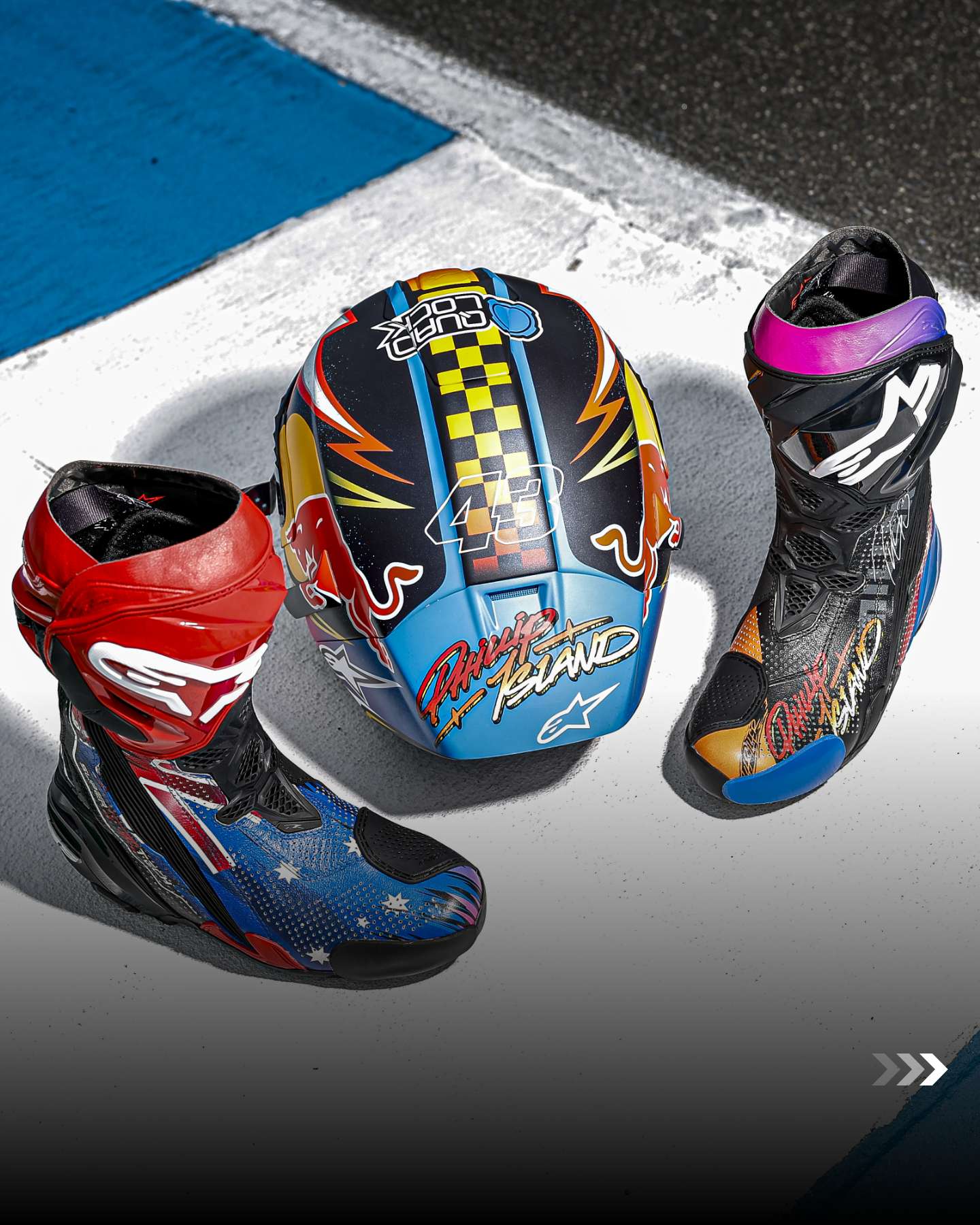 In the lead-up to Jack Miller's home MotoGP at the iconic Phillip Island circuit, Owlpine Group was tasked with creating a dedicated capsule range that supported Jack’s brief of a timeless design and love of vintage motocross wear.